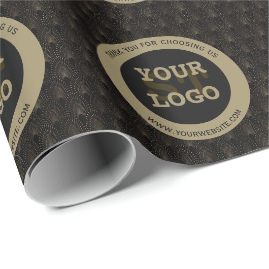 ヴィンテージ金ゴールドアールデコモノグラム ラッピングペーパー (ロールコーナー)