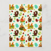 ヴィンテージ金ゴールドイースターエッグガーデンシックズバニー ポストカード (正面)