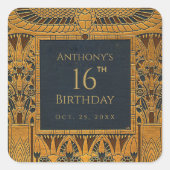 ヴィンテージ金ゴールドエジプトをテーマにした誕生日ブエレガントルー スクエアシール (正面)