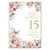 ヴィンテージ金ゴールドエレガントフローラピンク誕生日 テーブルナンバー (正面)