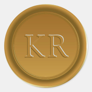 ヴィンテージ金ゴールドエレガントモノグラムワックスシール ラウンドシール