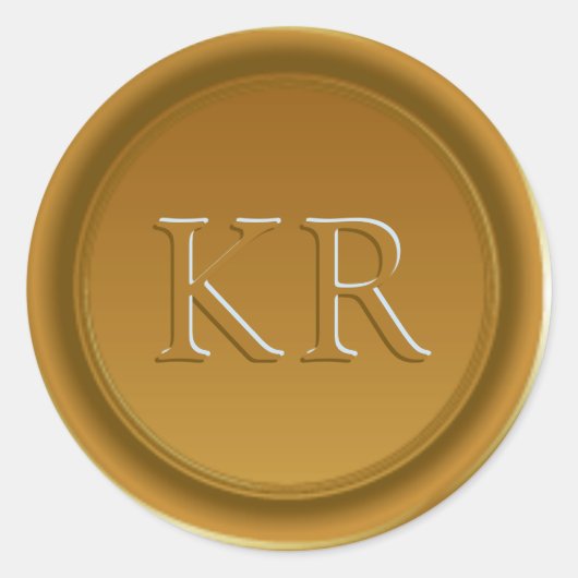 ヴィンテージ金ゴールドエレガントモノグラムワックスシール ラウンドシール (正面)