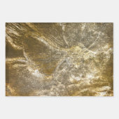 ヴィンテージ金ゴールドエンボスフローラモチーフホワイトグリッター ラッピングペーパーシート (正面3)