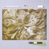 ヴィンテージ金ゴールドエンボスフローラモチーフホワイトグリッター 薄葉紙 (クラフト)