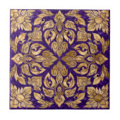 ヴィンテージ金ゴールドオンアメジストパープルタイオーナメント タイル (正面)