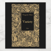 ヴィンテージ金ゴールドオンブラックグレープつる植物テンプレート ワインラベル (シングルラベル)