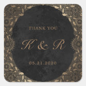 ヴィンテージ金ゴールドオーナメントサンキュー結婚ズ スクエアシール (正面)