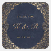 ヴィンテージ金ゴールドオーナメントサンキュー結婚ズ スクエアシール (正面)