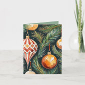 ヴィンテージ金ゴールドオーナメント写真&クラフトクリスマス カード (正面)