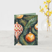 ヴィンテージ金ゴールドオーナメント写真&クラフトクリスマス カード (黄色い花)