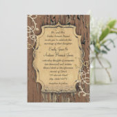 ヴィンテージ金ゴールドオールドバーンウッドつる植物スワール結婚ズ 招待状 (スタンド正面)