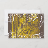 ヴィンテージ金ゴールドオールドバーンウッドスワール結婚ズ 出欠カード (裏面)