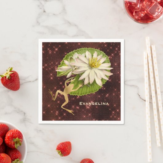 ヴィンテージ金ゴールドカエル百合足フローラ スタンダードカクテルナプキン (インサイチュ)