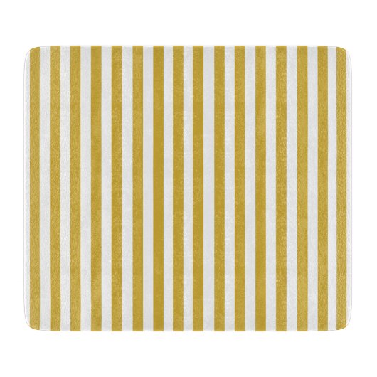 ヴィンテージ金ゴールドカラーと白ストライプ色ストライプの カッティングボード (正面)