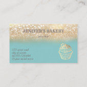 ヴィンテージ金ゴールドキラキラかわいいカップケーキベーカリー 名刺 (裏面)