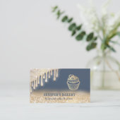 ヴィンテージ金ゴールドキラキラかわいいカップケーキベーカリー 名刺 (スタンド正面)