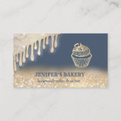ヴィンテージ金ゴールドキラキラかわいいカップケーキベーカリー 名刺 (正面)