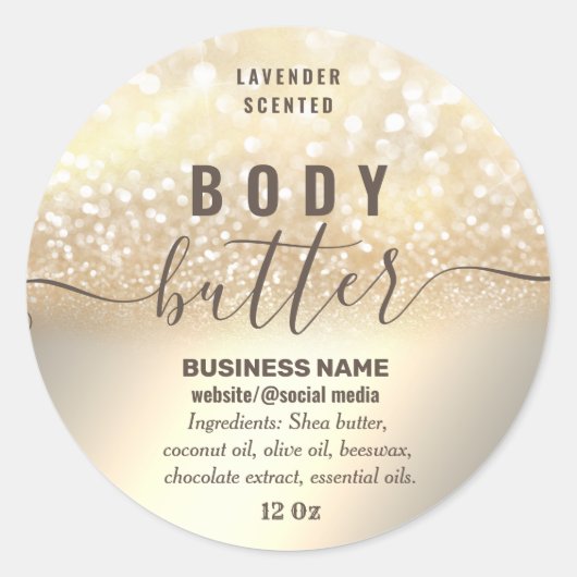 ヴィンテージ金ゴールドキラキラ体バターラベル ラウンドシール (正面)