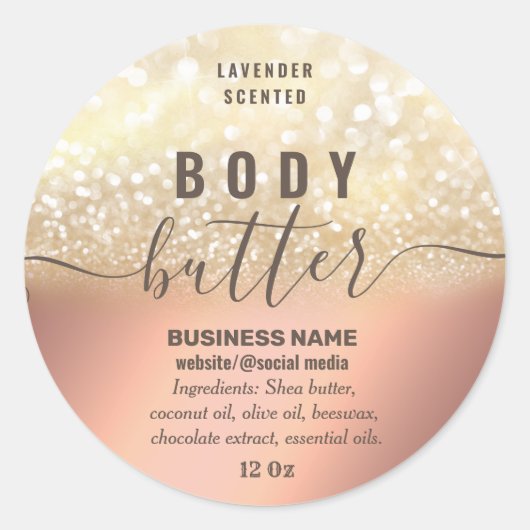 ヴィンテージ金ゴールドキラキラ体バターラベル ラウンドシール (正面)