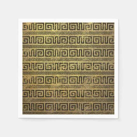 ヴィンテージ金ゴールドギリシャの蛇行パターン スタンダードカクテルナプキン (正面)