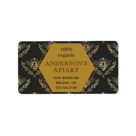 ヴィンテージ金ゴールドクイーンビーアピラ差出人住所 ラベル (正面)