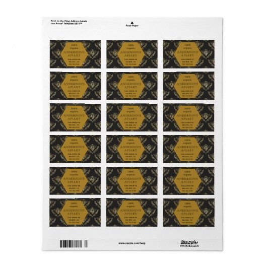 ヴィンテージ金ゴールドクイーンビーアピラ差出人住所 ラベル (フルシート)