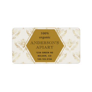 ヴィンテージ金ゴールドクイーンビーアピラ差出人住所 ラベル