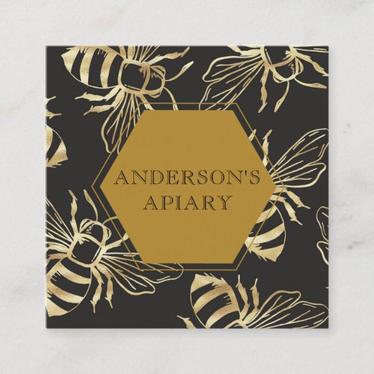 ヴィンテージ金ゴールドクイーンビーアピール スクエア名刺 (正面)