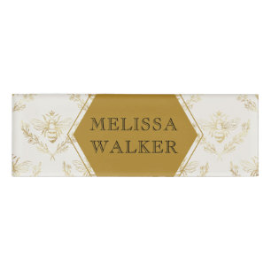 ヴィンテージ金ゴールドクイーンビーア類単行図 名札