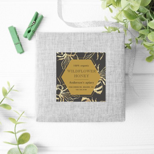 ヴィンテージ金ゴールドクイーンビーハニージャレーベル スクエアシール