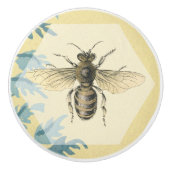 ヴィンテージ金ゴールドクイーンビーブルー葉ズ セラミックノブ (正面)