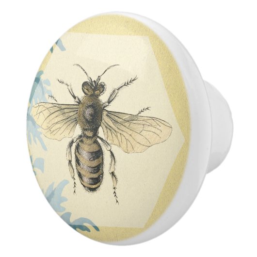 ヴィンテージ金ゴールドクイーンビーブルー葉ズ セラミックノブ (右)