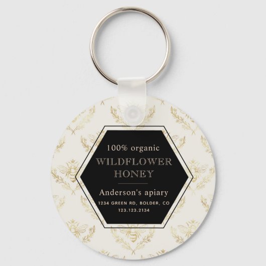 ヴィンテージ金ゴールドクイーンビー単列図apiarキーホルダー キーホルダー (正面)