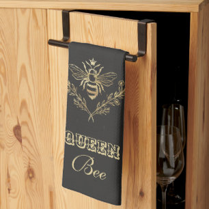 ヴィンテージ金ゴールドクイーンビー キッチンタオル