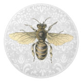 ヴィンテージ金ゴールドクイーンビー&ライトブルーフィリグリー セラミックノブ (正面)