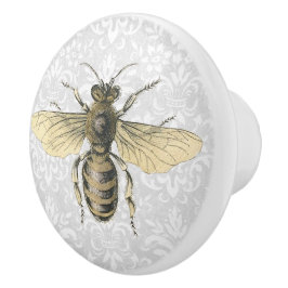 ヴィンテージ金ゴールドクイーンビー&ライトブルーフィリグリー セラミックノブ