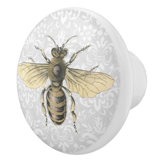 ヴィンテージ金ゴールドクイーンビー&ライトブルーフィリグリー セラミックノブ (右)