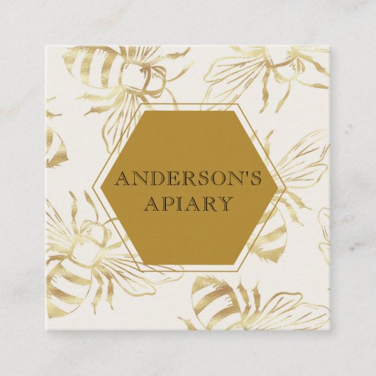 ヴィンテージ金ゴールドクイーンビーapiar スクエア名刺 (正面)