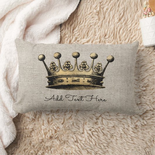 ヴィンテージ金ゴールドクラウンカスタム文字ホームデコール ランバークッション (ブランケット)