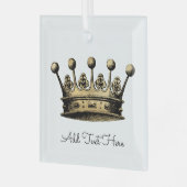 ヴィンテージ金ゴールドクラウンカスタム文字ロイヤリティ ガラスオーナメント (正面左)