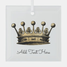 ヴィンテージ金ゴールドクラウンカスタム文字ロイヤリティ ガラスオーナメント