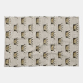 ヴィンテージ金ゴールドクラウンナチュラルリネンシックロイヤリティおもしろい キッチンタオル (横)