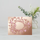 ヴィンテージ金ゴールドクラウンフレーム 箔招待状ポストカード (立ち正面)