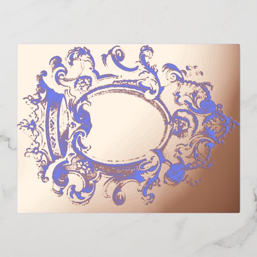 ヴィンテージ金ゴールドクラウン枠箔招待状葉書 箔招待状ポストカード (正面)