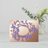 ヴィンテージ金ゴールドクラウン枠箔招待状葉書 箔招待状ポストカード (立ち正面)