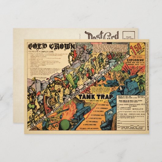 ヴィンテージ金ゴールドクラウン玩具広告はがき ポストカード (正面/裏面)