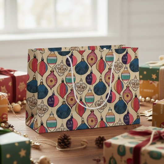ヴィンテージ金ゴールドクリスマスオーナメント ラージペーパーバッグ