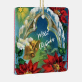 ヴィンテージ金ゴールドクリスマスベルズポインセチアオーナメント セラミックオーナメント (右)