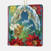 ヴィンテージ金ゴールドクリスマスベルズポインセチアオーナメント セラミックオーナメント (左)