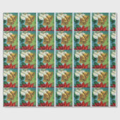 ヴィンテージ金ゴールドクリスマスベルズ ラッピングペーパー (フラット)